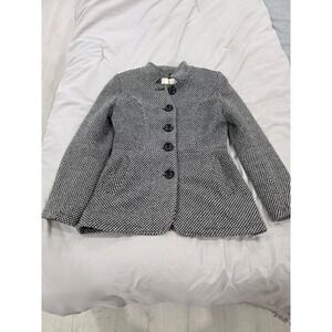 Womens Tweed Jacket Blazer Black and‎ White Dress Coat Medium Career